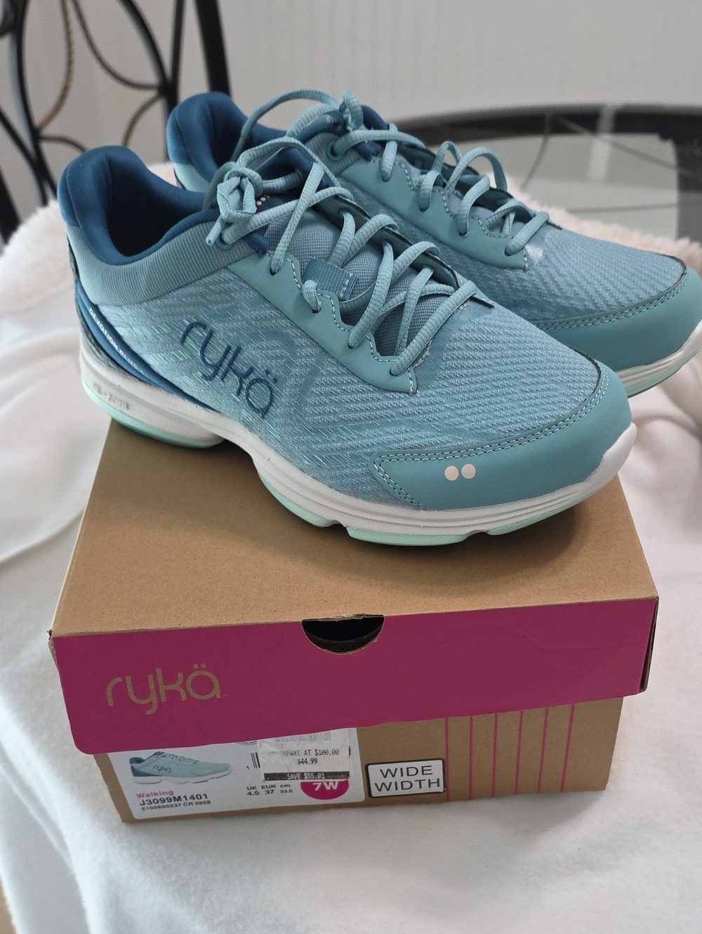 Ryka Women's Teal-Blue Athletic Walking Sneakers